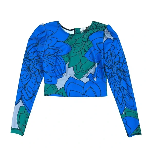 Tracy Reese Floral 2 Piece Set Womens XS Crop Top Mermaid Skirt Artsy Maximalist - Picture 3 of 16